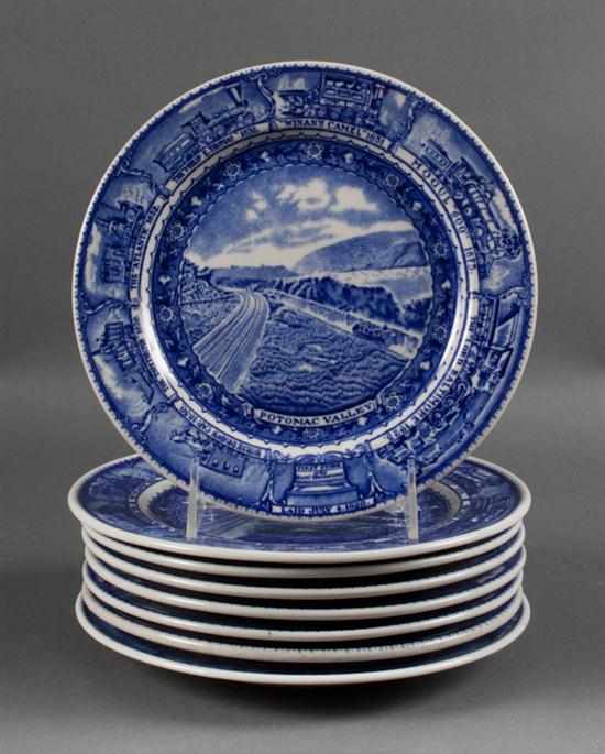 Appraisal: Eight Lamberton Baltimore Ohio Railroad china dessert plates first quarter-