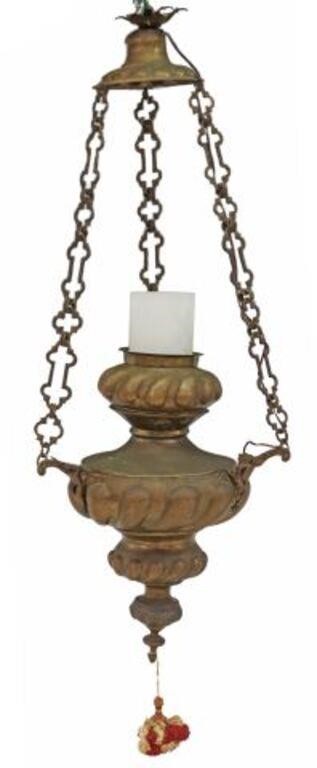 Appraisal: Italian ecclesiastical patinated metal hanging sanctuary lamp censer th c