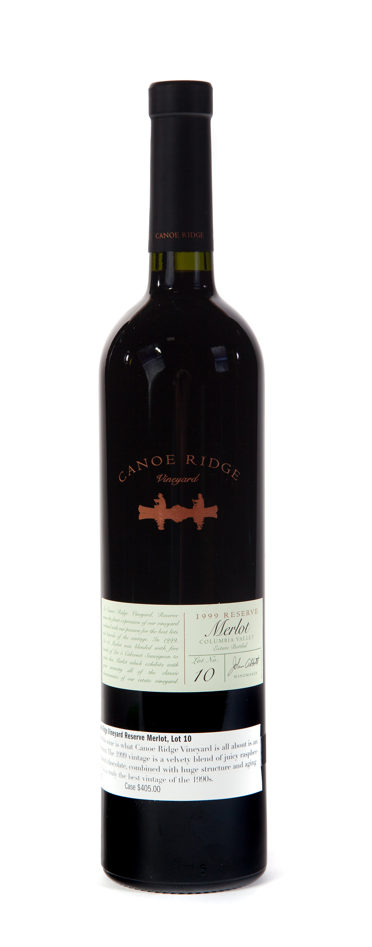 Appraisal: CANOE RIDGE RESERVE MERLOT Lot Columbia Valley Walla Walla bottle