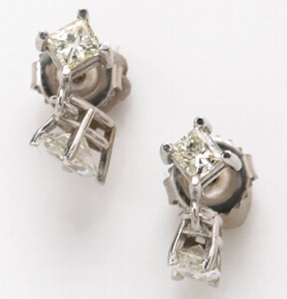 Appraisal: A pair of diamond and k white gold earrings estimated