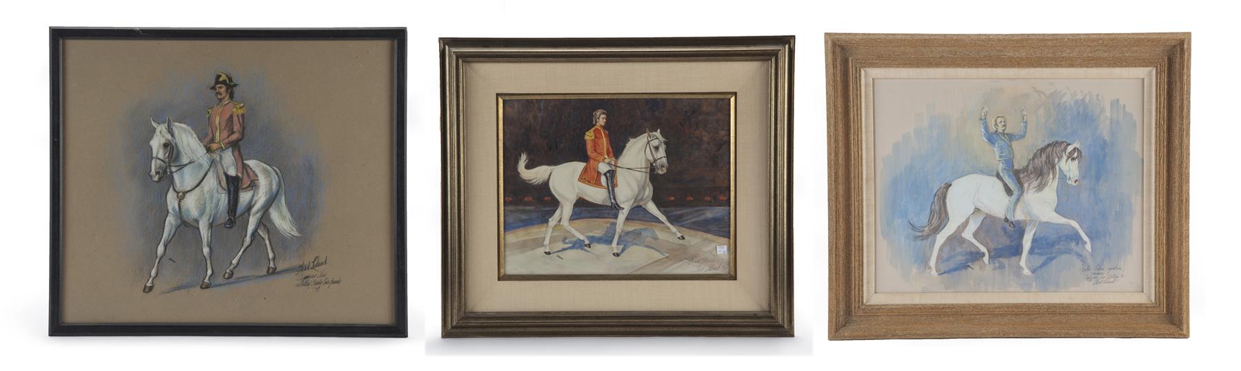 Appraisal: THREE IMAGES OF LIPPIZAN HORSES BY THAD LELAND AMERICAN -