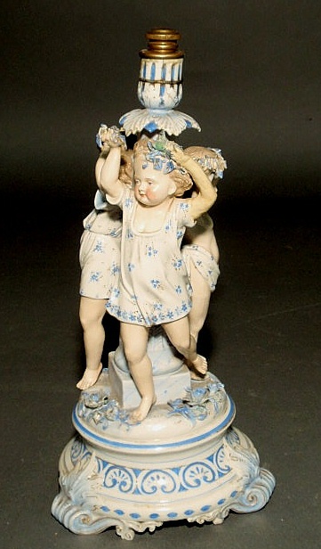 Appraisal: German porcelain candelabra base th c h