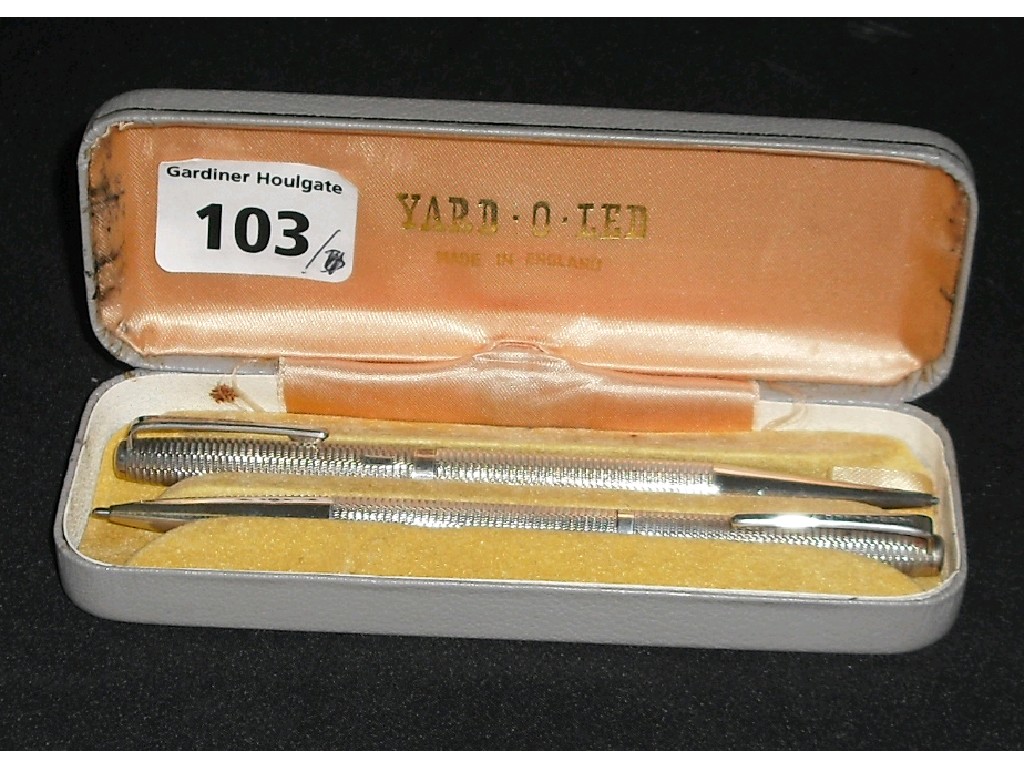 Appraisal: Cased Yard-O-Led propelling pencil and pen set Birmingham