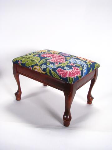 Appraisal: Needlepoint upholstered foot stool with Queen Anne Legs