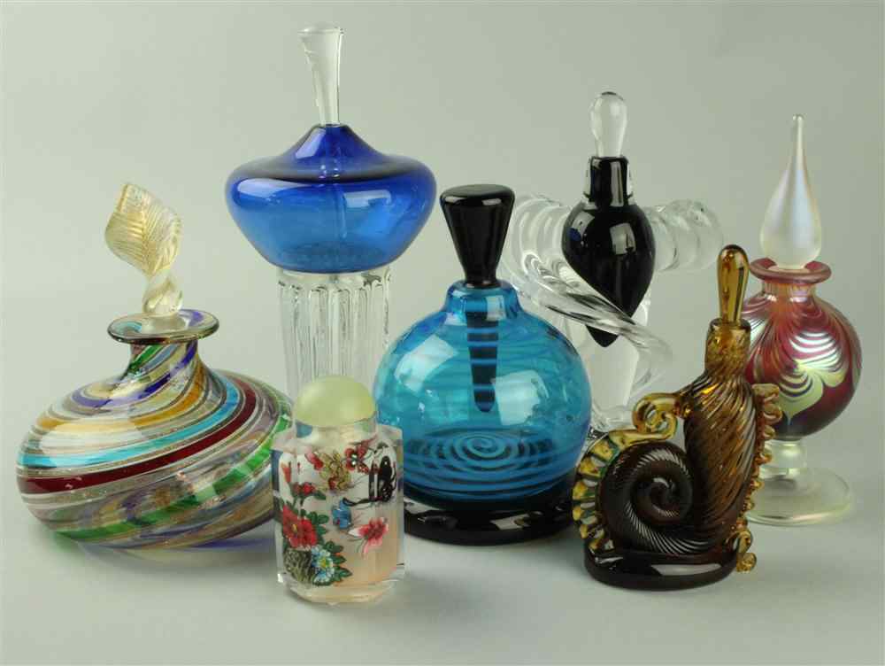 Appraisal: SEVEN VARIOUS GLASS SCENT BOTTLES including one Chinese two Venetian