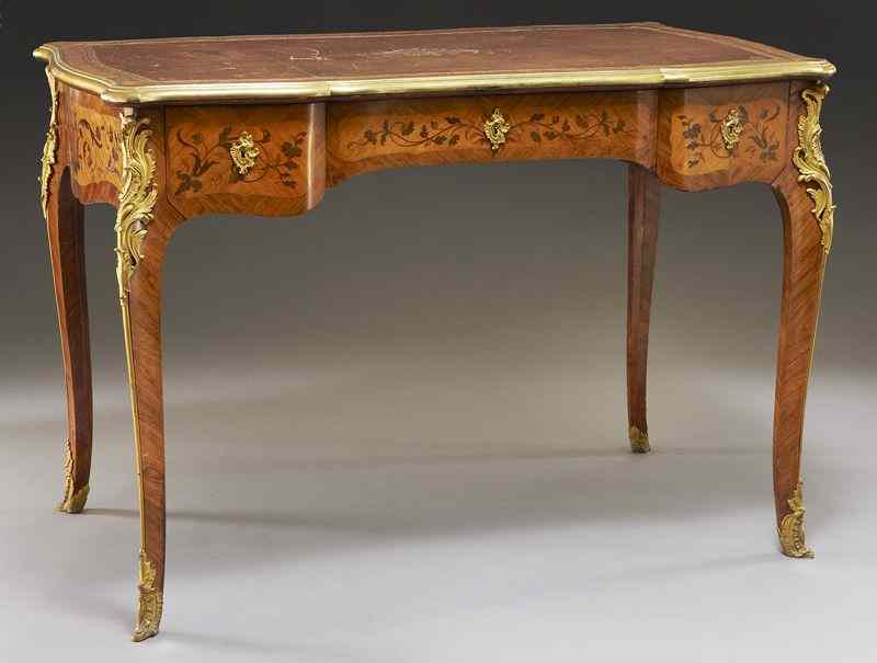 Appraisal: Louis XV style floral marquetry inlaid bureau plathaving an inset