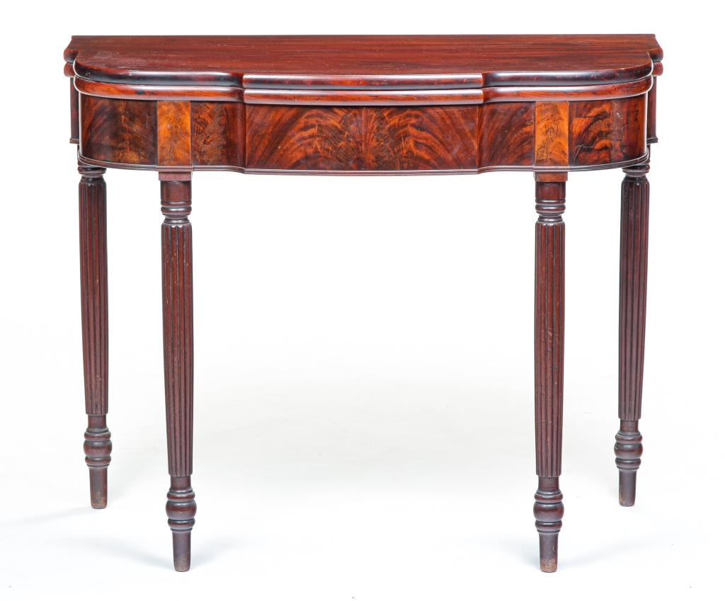 Appraisal: AMERICAN SHERATON CARD TABLE First quarter th century mahogany with