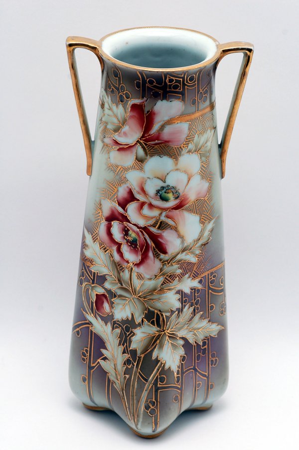 Appraisal: Nippon two-handled vase decorated with poppies gilded handles marked Nippon