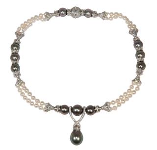 Appraisal: J Grahl and Robert Wan Tahitian black cultured pearl diamond