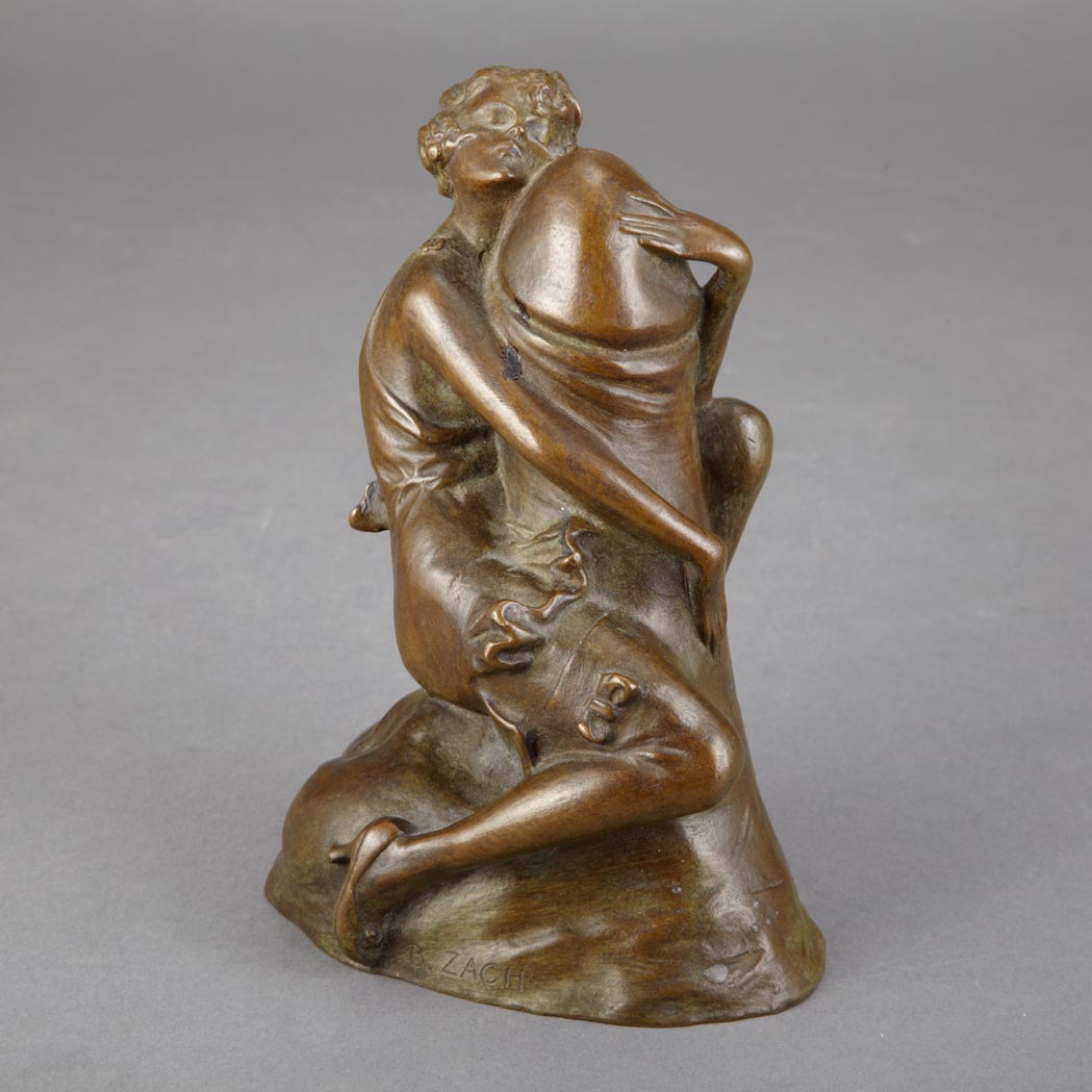 Appraisal: Bronze Erotic Figure of a Woman Embracing an Oversized Phallus