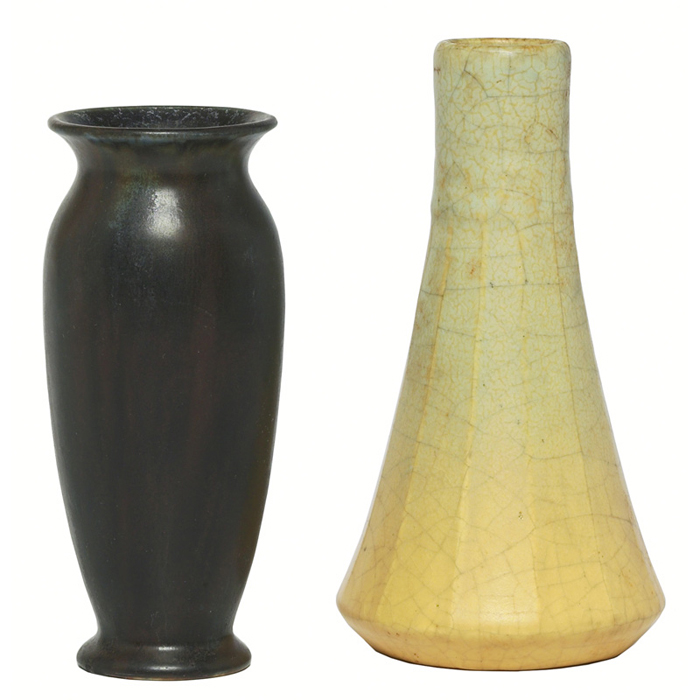 Appraisal: Rookwood vase tapered and footed form covered in a dark