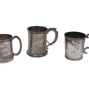 Appraisal: Three American Silver Mugs and Beakers Various Makers th Century