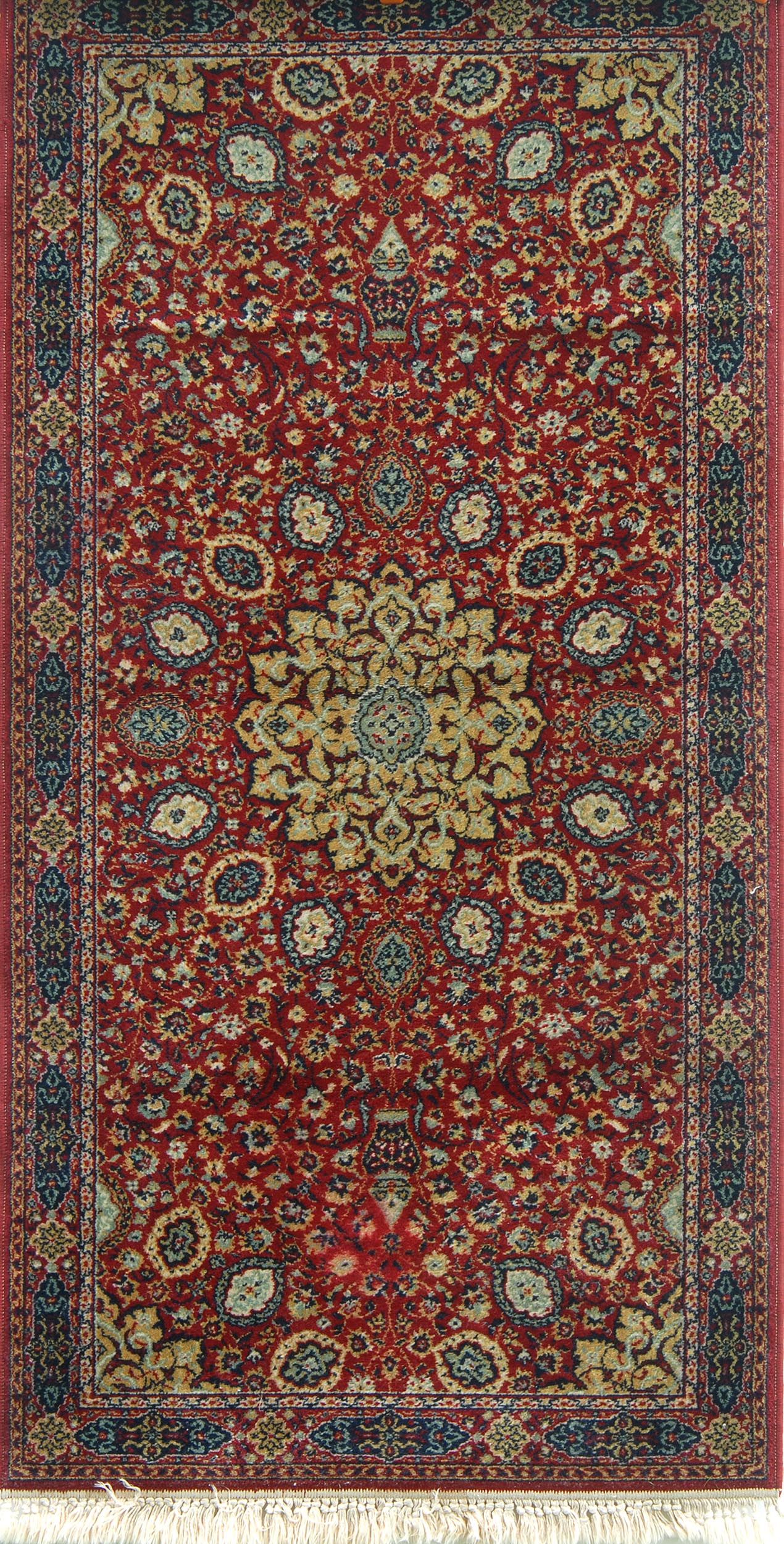 Appraisal: MACHINE-MADE CARPET ISPHAHAN DESIGN x Central medallion of gold and