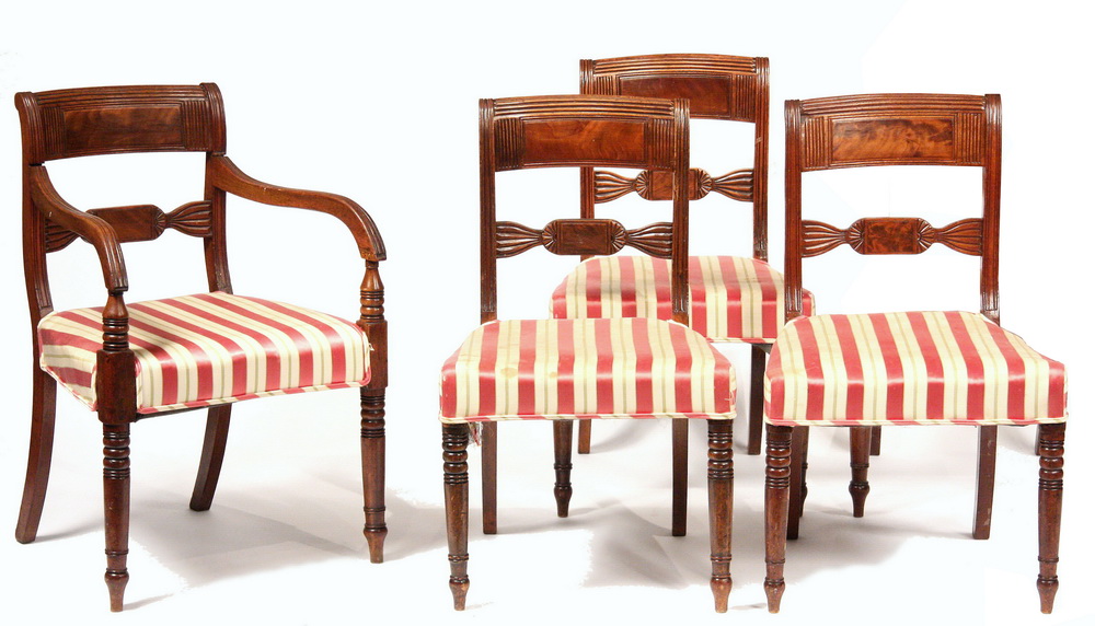 Appraisal: SET OF REGENCY CHAIRS Four Period Regency Chairs three side