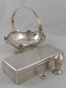 Appraisal: A silver cigarette box with engine turned finish cm x