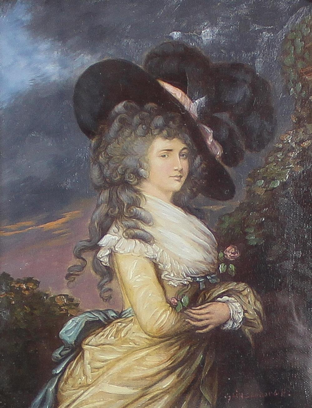 Appraisal: PORTRAIT OF GEORGIANA DUCHESS OF DEVONSHIRE oil on canvas after