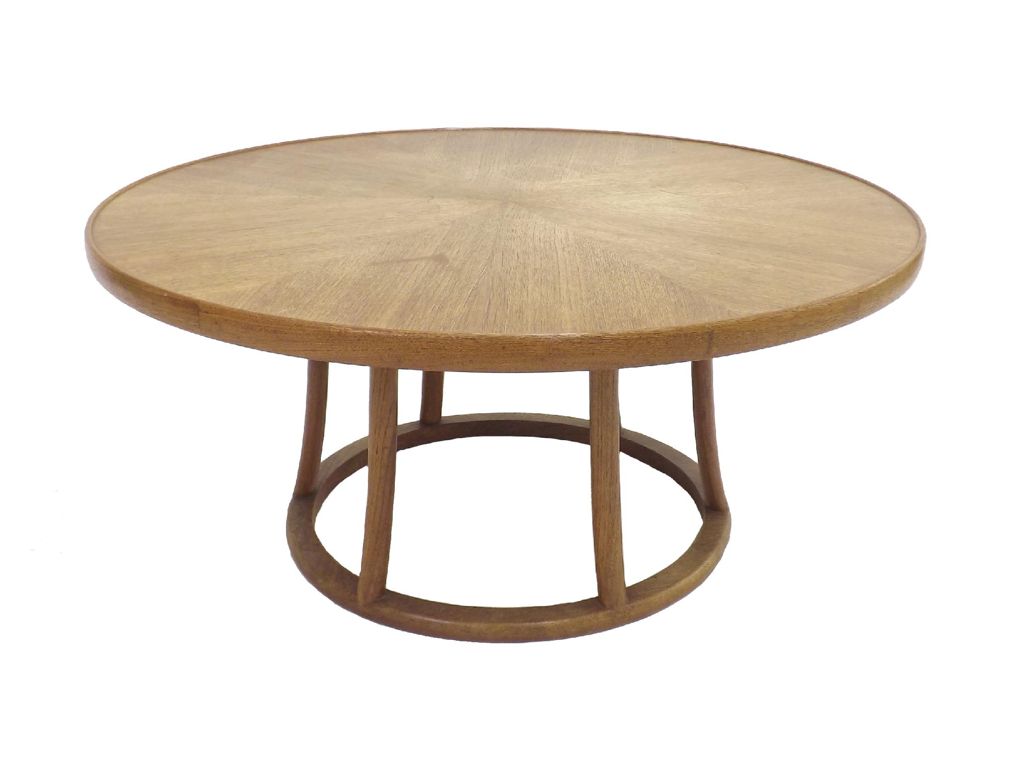 Appraisal: Danish teak circular coffee table with sunburst veneer on unusual