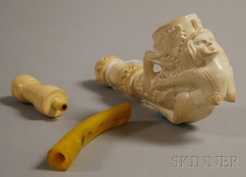 Appraisal: Carved Meerschaum Tobacco Pipe th century the bowl carved with