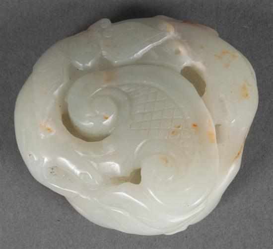 Appraisal: Chinese carved jade figural group of a bat with mushrooms