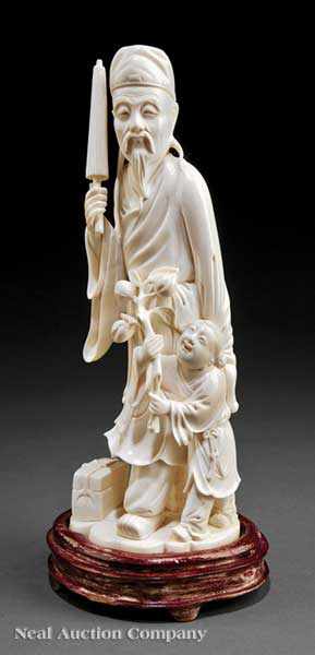 Appraisal: A Chinese Ivory Figural Group of Li Shizhen and a