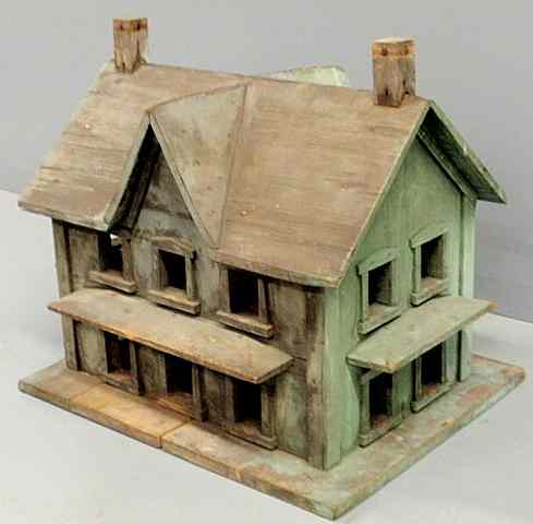 Appraisal: Large Victorian birdhouse in original blue green paint h base