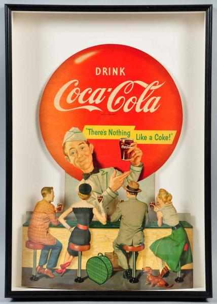 Appraisal: Large Cardboard -D Die-Cut Description Features an exaggerated soda jerk