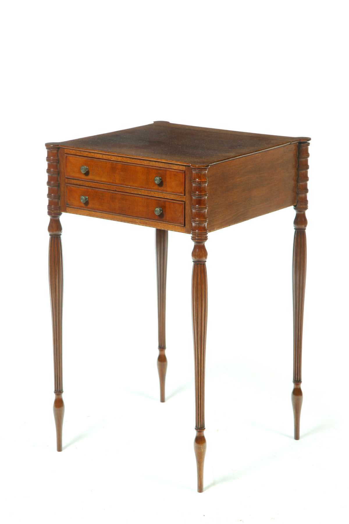 Appraisal: MASSACHUSETTS SHERATON TWO-DRAWER STAND Early th century mahogany and pine