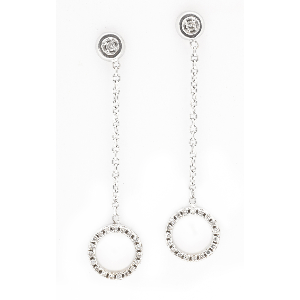 Appraisal: A pair of diamond set pendant earrings each collet set