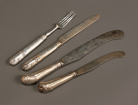 Appraisal: Georgian Silver Twelve-Piece Fruit Set and Group of Eight Pistol-Grip