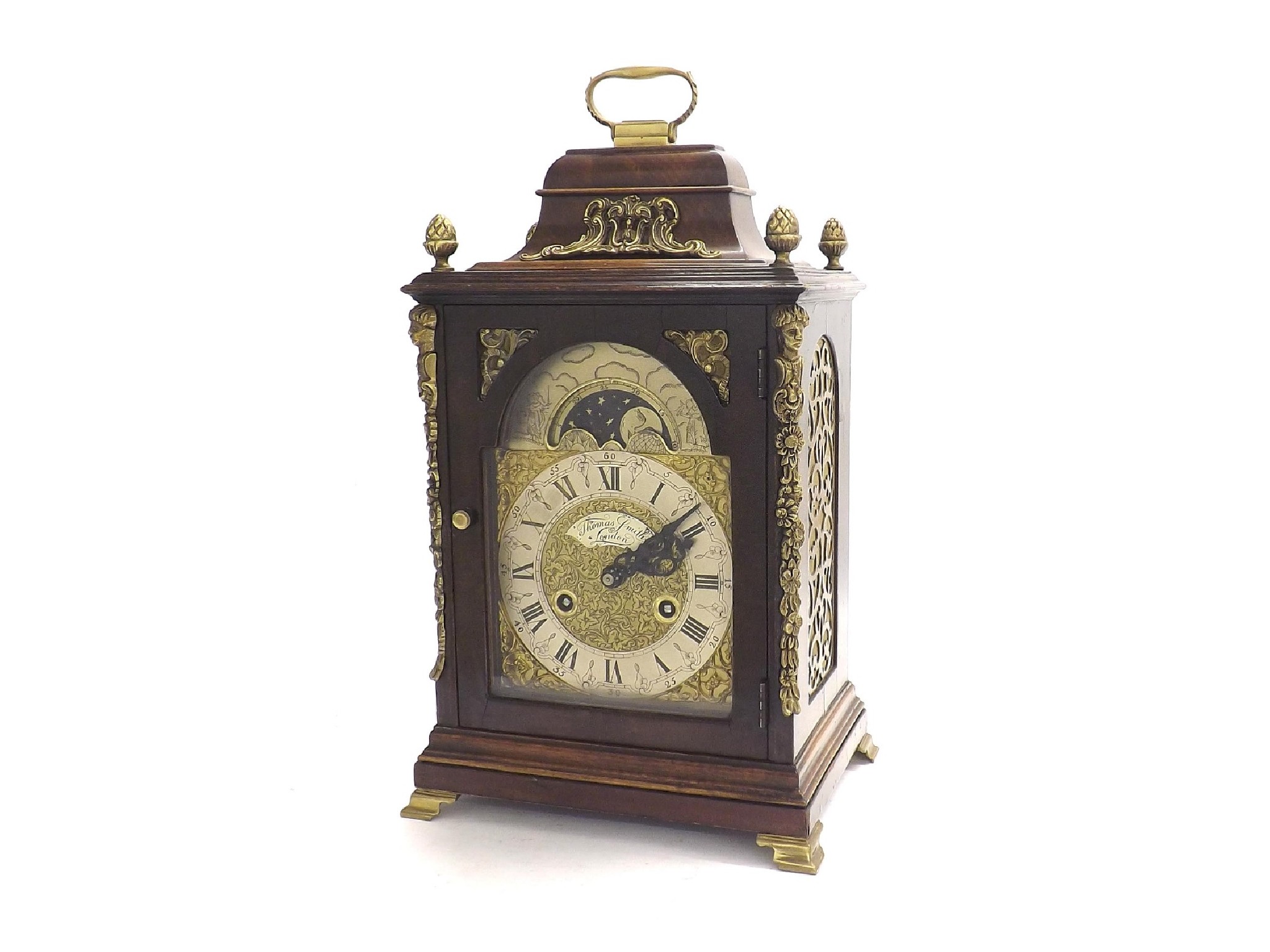 Appraisal: Contemporary walnut two train bracket clock the movement striking on