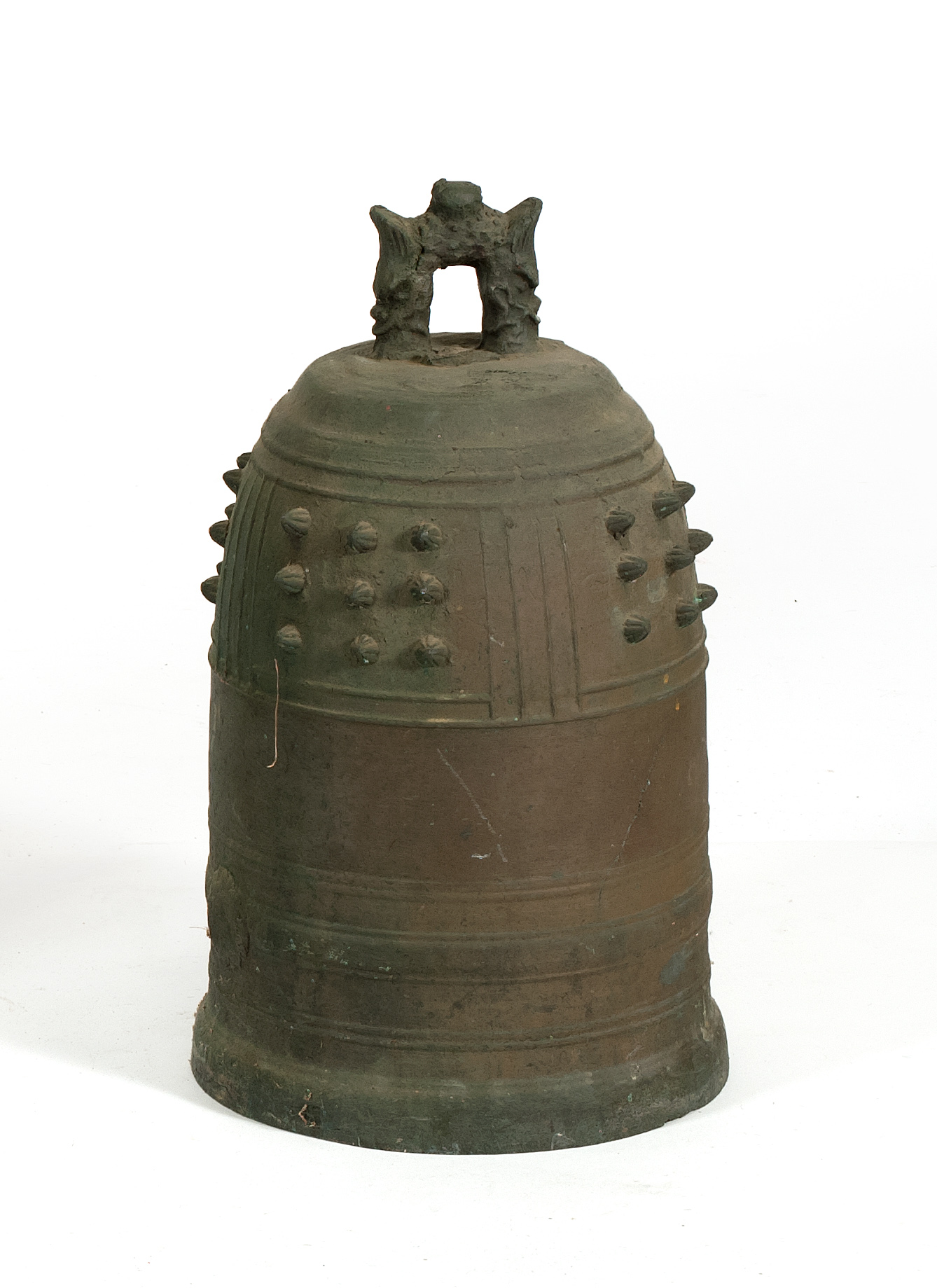 Appraisal: BRONZE BELL Taisho PeriodWith raised bosses and banded design Height