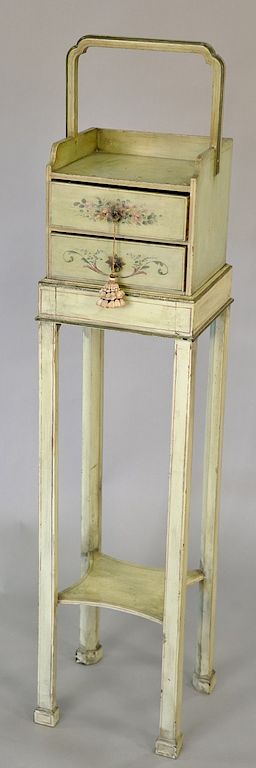 Appraisal: George III cheveret on stand th century green and polychrome