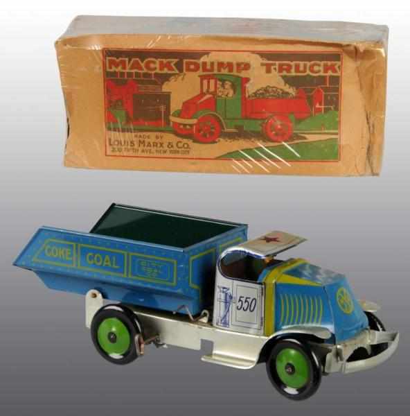 Appraisal: Pressed Steel Marx Mac Dump Truck Wind-Up Toy Description American