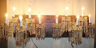 Appraisal: Pair of antique Italian crystal wall sconces A pair of