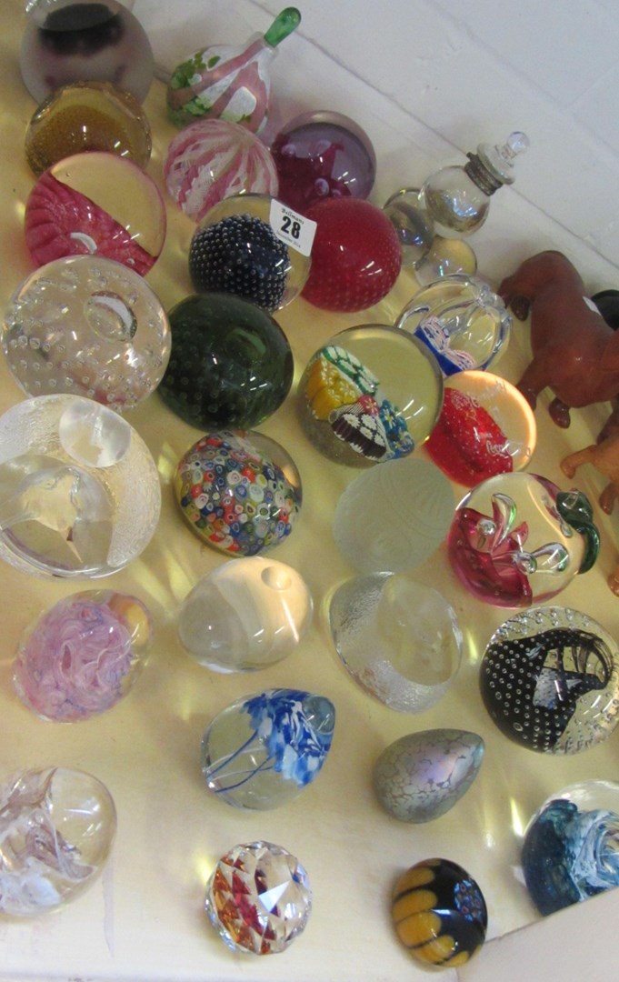 Appraisal: A group of twenty seven various glass paperweights th century