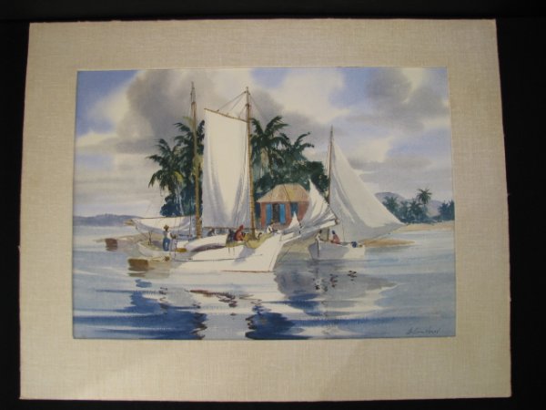 Appraisal: William Henry American th century Watercolor painting of sailboats signed