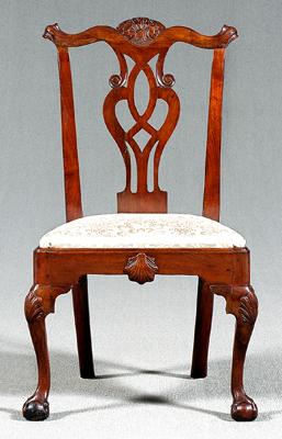 Appraisal: Pennsylvania Chippendale side chair walnut carved crest and ears pierced