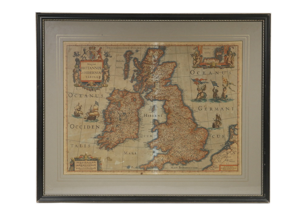 Appraisal: BLAEU MAP OF THE BRITISH ISLES FRAMED Magnae Britanniae et