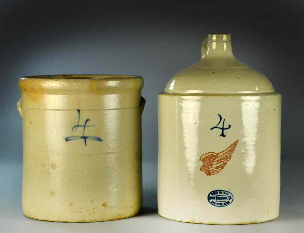 Appraisal: Red Wing Stoneware Jug CrockConsisting of two four-gallon stoneware containers