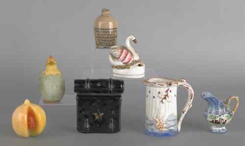 Appraisal: Group of miscellaneous table articles to include a miniature stoneware