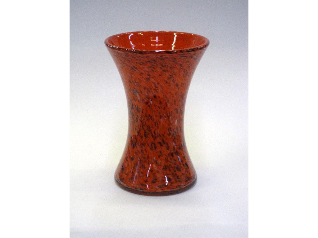 Appraisal: Strathearn glass vase with multicoloured decoration on orange ground