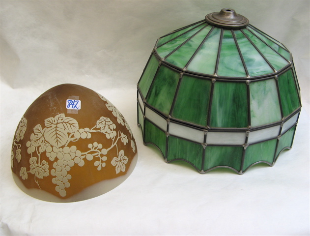 Appraisal: A CAMEO GLASS STAINED GLASS TABLE LAMP SHADES pieces The