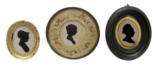 Appraisal: n Oval Silhouette Attributed to Harrington together with two other