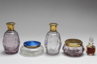 Appraisal: Assorted Cut Glass Dresser Bottles Boxes Comprising a pair of