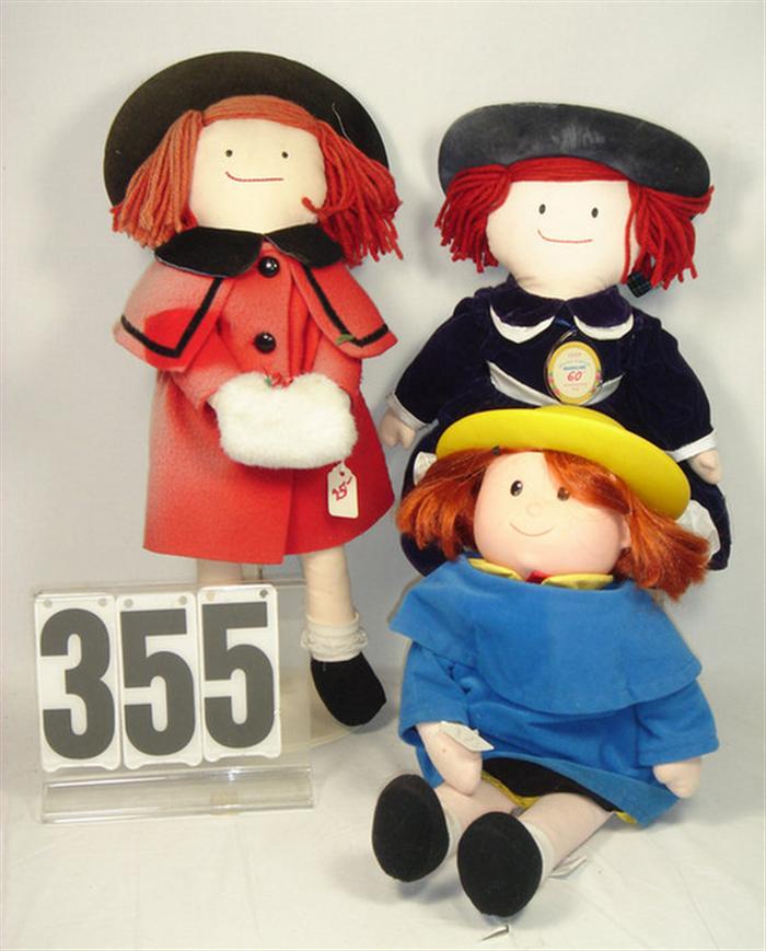 Appraisal: Lot of three Madeline Dolls plush cloth dolls to inches