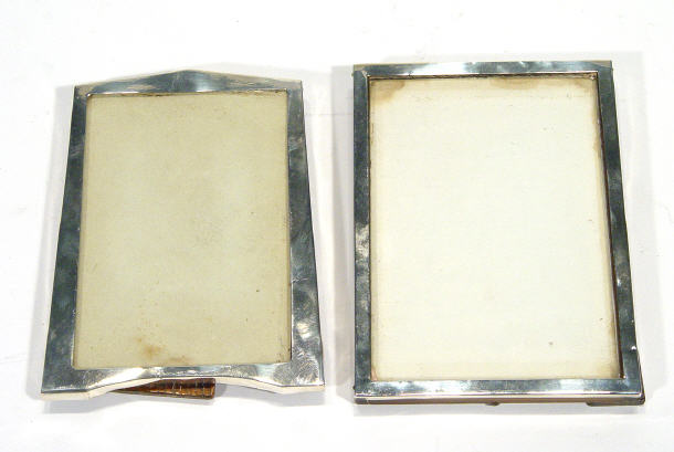 Appraisal: Rectangular silver photo frame and an arch shaped silver photo