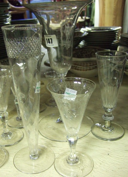 Appraisal: A quantity of glass stem-ware including six wheel engraved wine