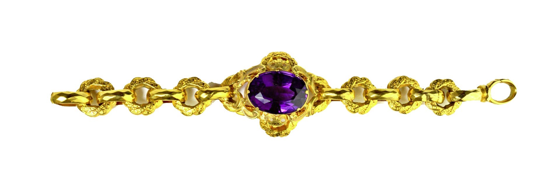 Appraisal: A Victorian gold and amethyst set bracelet mounted with an