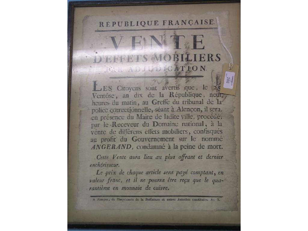 Appraisal: A group of three th century French sale posters and