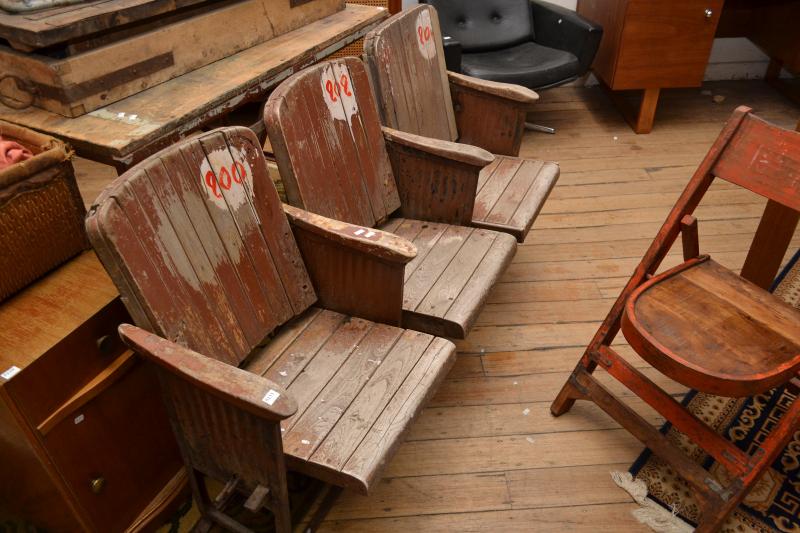 Appraisal: TWO SETS OF VINTAGE CINEMA SEATS A F TWO SETS